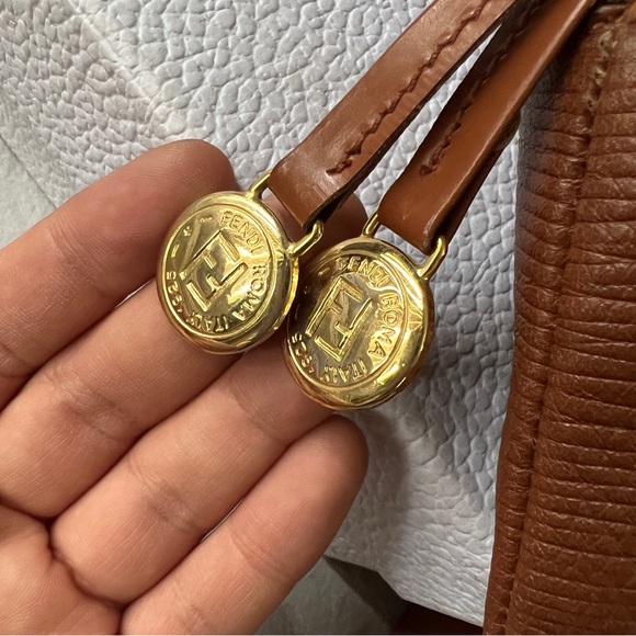 Rare Vintage Fendi Leather Janus Medallion Boston Bag - Picture 3 of 12